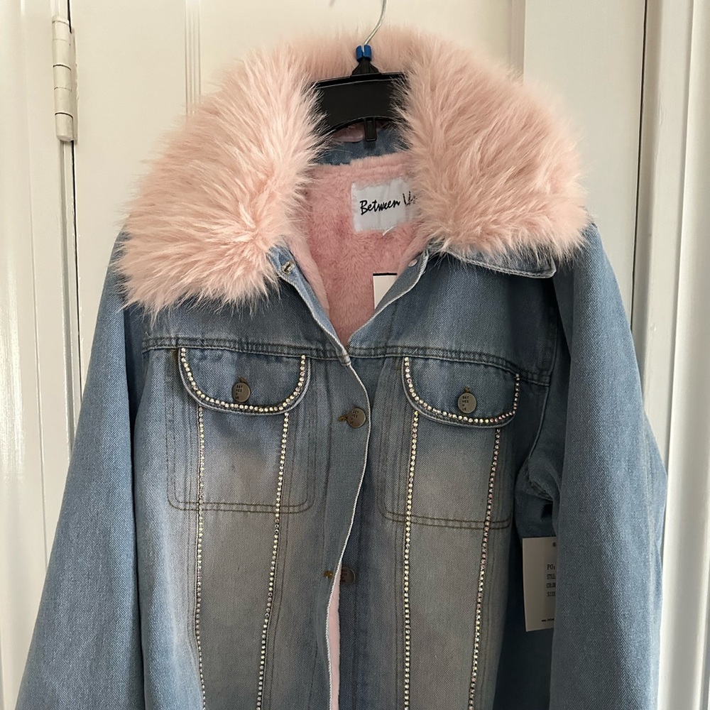 Denim jacket with faux fur, XL